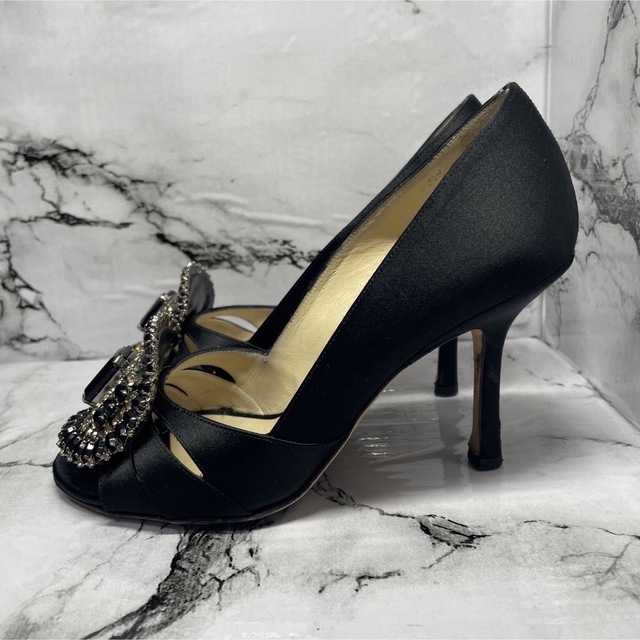 かわいい】 ☆jimmy choo☆オープントゥパンプス☆黒 かわいい】 ☆jimmy choo☆オープントゥパンプス☆黒