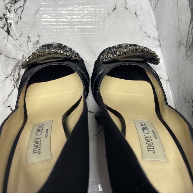 JIMMY CHOO(ジミーチュウ)の【かわいい】 ☆jimmy choo☆オープントゥパンプス☆黒 レディースの靴/シューズ(ハイヒール/パンプス)の商品写真