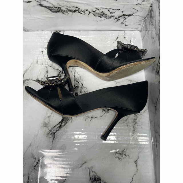 かわいい】 ☆jimmy choo☆オープントゥパンプス☆黒-