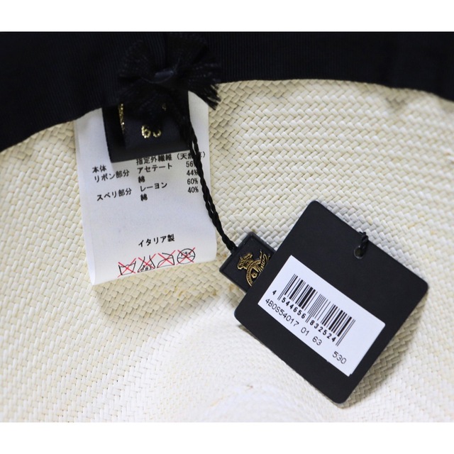 《ボルサリーノ》新品 イタリア製 天然草パナマハット 麦わら帽子 63(2XL)