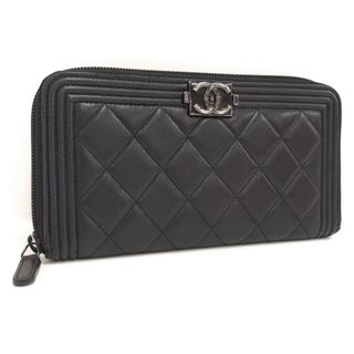 シャネル(CHANEL)のCHANEL ボーイシャネル ラウンドファスナー 長財布 マトラッセ レザー(財布)