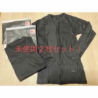 ユニクロ(UNIQLO)の２枚セット！UNIQLO  AlexanderWang ヒートテック　ブラックM(アンダーシャツ/防寒インナー)