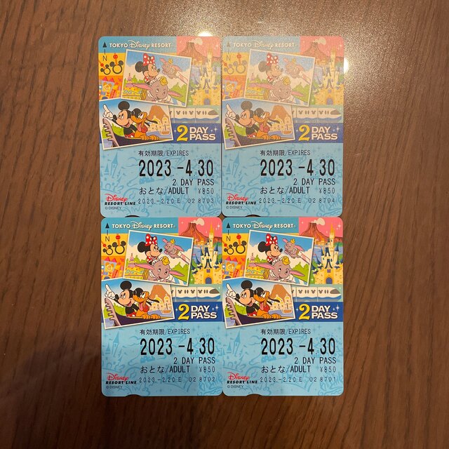 Disney(ディズニー)のディズニーリゾートライン　リゾラ　フリーきっぷ　切符　２日間　おとな　4枚 チケットの施設利用券(遊園地/テーマパーク)の商品写真