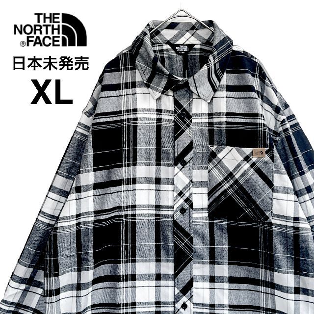 大人気ザノースフェイス★長袖チェックシャツ 黒ブラックXL