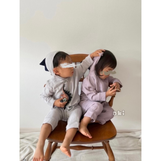 ベビー服 100 グレー 恐竜 パーカー ロンパース 可愛い ダイナソー ...