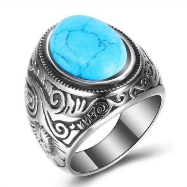 【SALE】リング メンズ ターコイズ ブルー おしゃれ 青 指輪 20号 レディースのアクセサリー(リング(指輪))の商品写真
