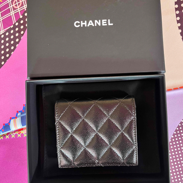 CHANEL 財布ブラックキャビアスキンレア - 財布