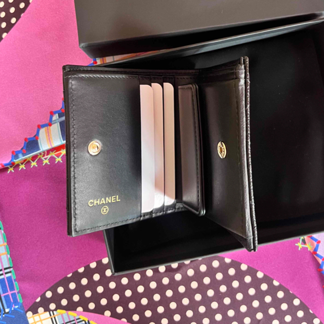 CHANEL 財布ブラックキャビアスキンレア - 財布