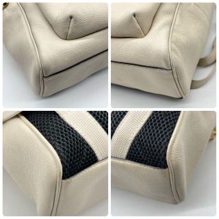 Gucci - 【美品・鑑定済み】GUCCI グッチ 白レザー プリント リュック