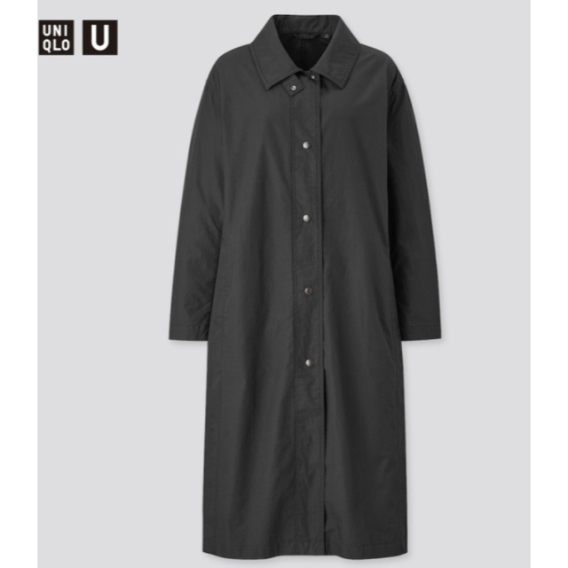 UNIQLO(ユニクロ)の専用★UNIQLO U/ユニクロユーのライトロングコート･黒･L レディースのジャケット/アウター(ロングコート)の商品写真