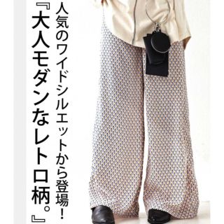 アンティカ(antiqua)のレトロ柄 ワイドパンツ パンツ レディース 柄パンツ ワイド・(カジュアルパンツ)