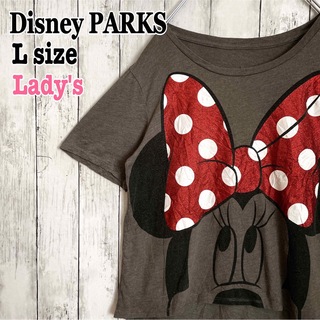 ディズニー(Disney)のDisney PARKS ディズニー ミニー ラメリボン ショート丈 海外古着(Tシャツ(半袖/袖なし))
