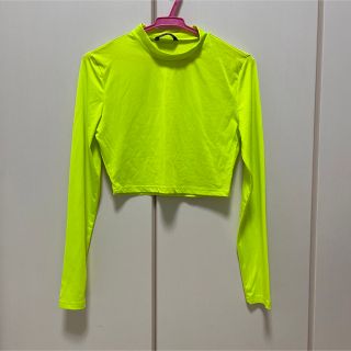 エイチアンドエム(H&M)のレディース トップス 長袖 タートルネック ネオンイエロー(カットソー(長袖/七分))