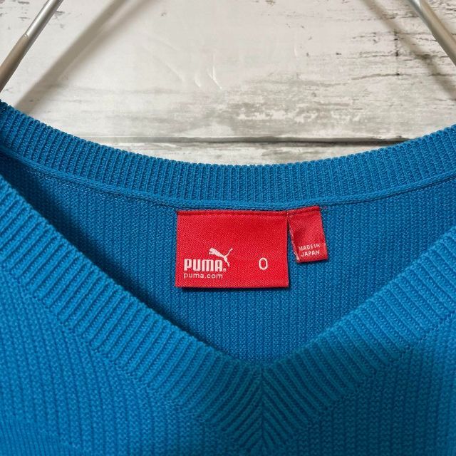 PUMA(プーマ)のPUMA GOLF ニットベスト Vネック 刺繍 ロゴ ワンポイント 水色 メンズのトップス(ベスト)の商品写真