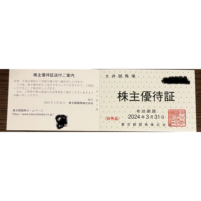 東京都競馬　株主優待　東京サマーランド1dayパス等　1セット 1