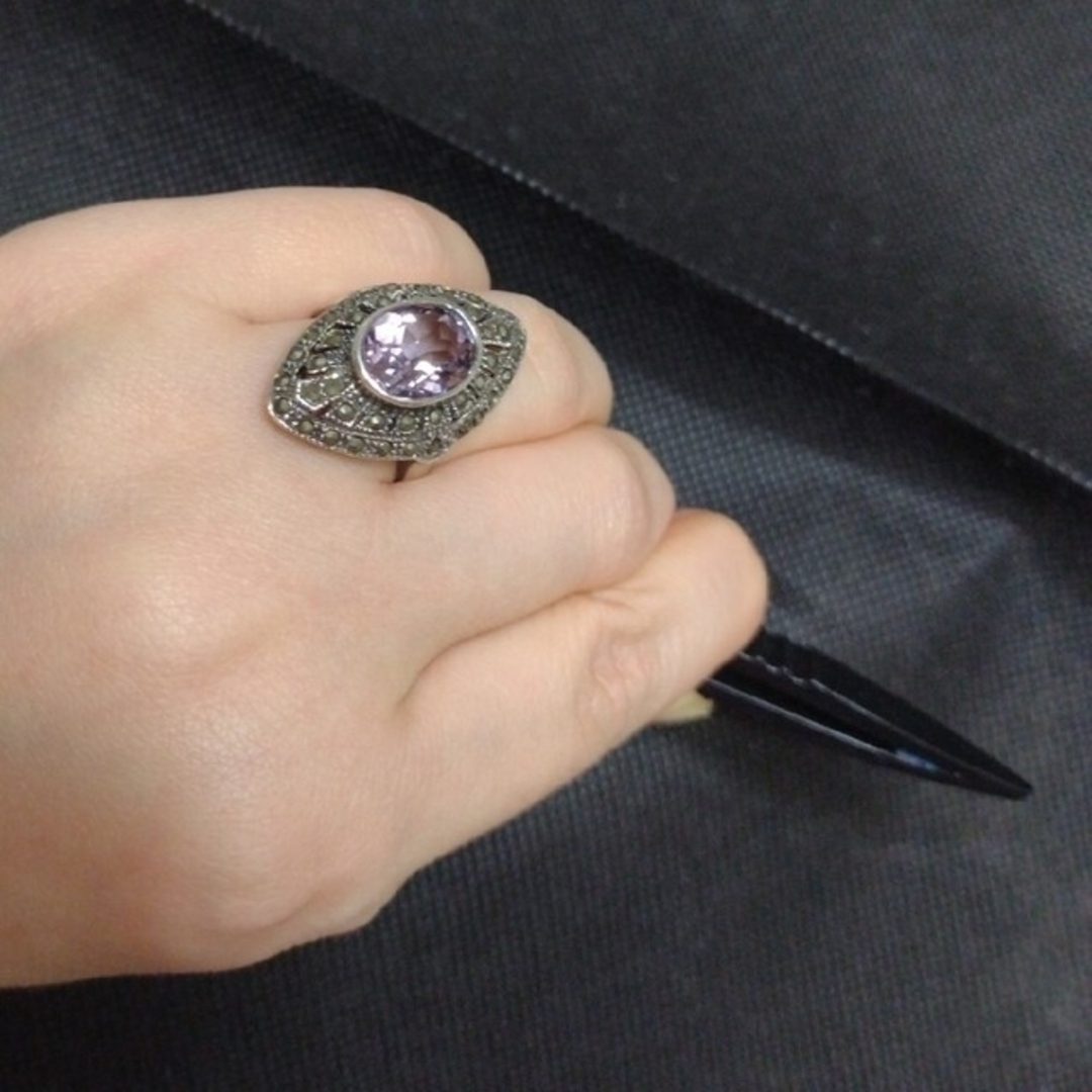 シルバー925 リング　紫の石　内径　約55mm レディースのアクセサリー(リング(指輪))の商品写真