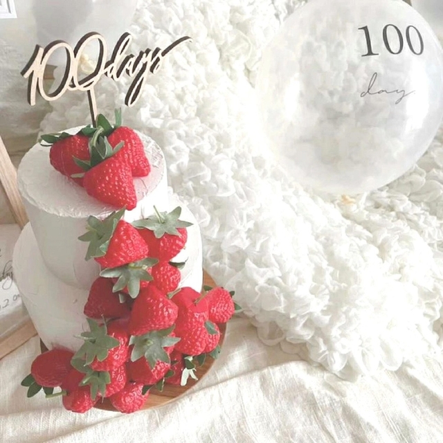 ✨木製✨ ケーキトッパー 100days 誕生日 記念日 おうちフォト ハンドメイドのパーティー(その他)の商品写真