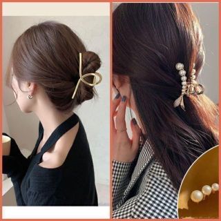 韓国大人気＊ゴールド　ヘアクリップ＊セット売り！まとめ髪やヘアアレンジに(バレッタ/ヘアクリップ)