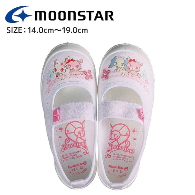 MOONSTAR (ムーンスター)のmoonstarジュエルペット ホワイトキッズシューズ 女の子 子供靴 14cm キッズ/ベビー/マタニティのキッズ靴/シューズ(15cm~)(スクールシューズ/上履き)の商品写真