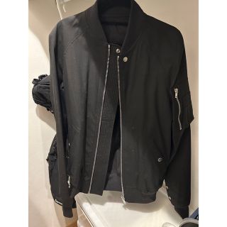 リックオウエンス(Rick Owens)のRick Owens ブラックラグランボンバージャケット　サイズ46(ブルゾン)