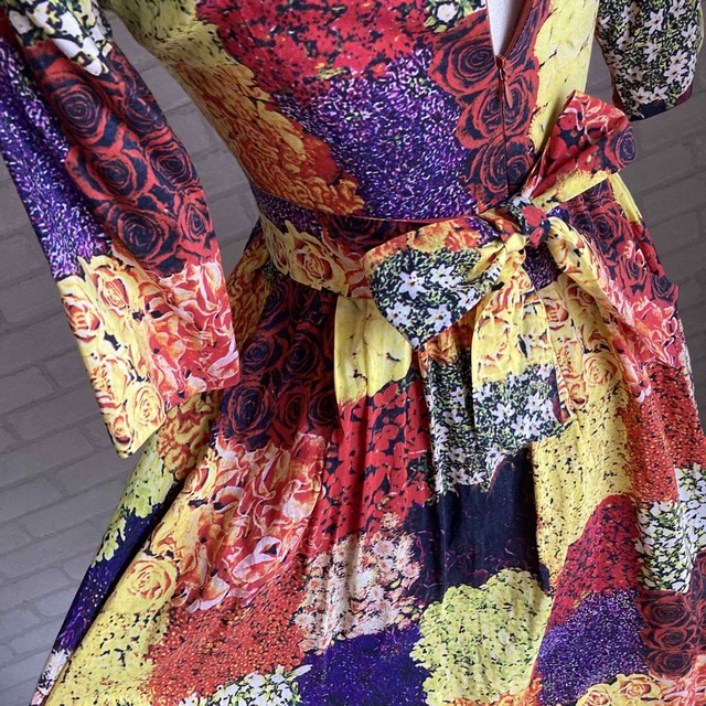 Sybilla シビラ 花柄ワンピース M シルク混 リボン 日本製 | iins.org