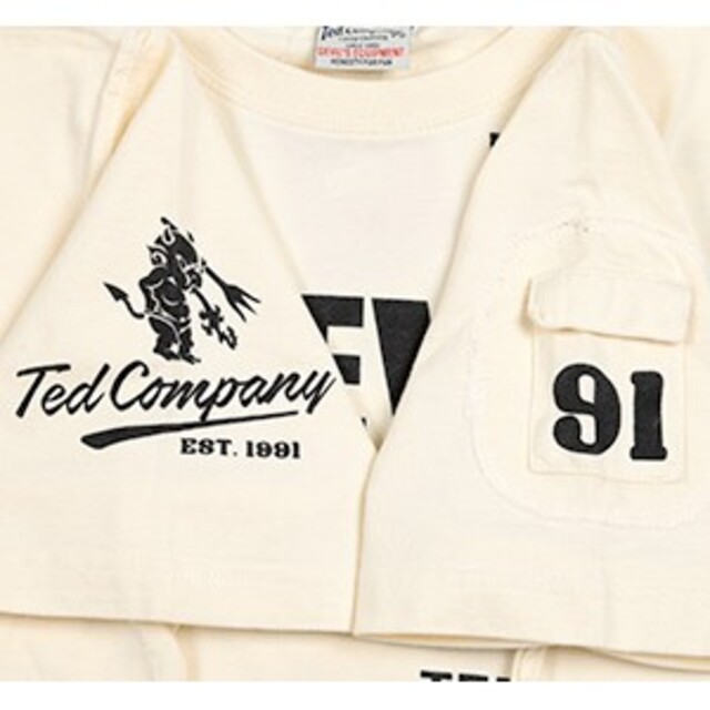 TEDMAN(テッドマン)のテッドマン/Tシャツ/ホワイト/TDSS-543/エフ商会/カミナリモータース メンズのトップス(Tシャツ/カットソー(半袖/袖なし))の商品写真