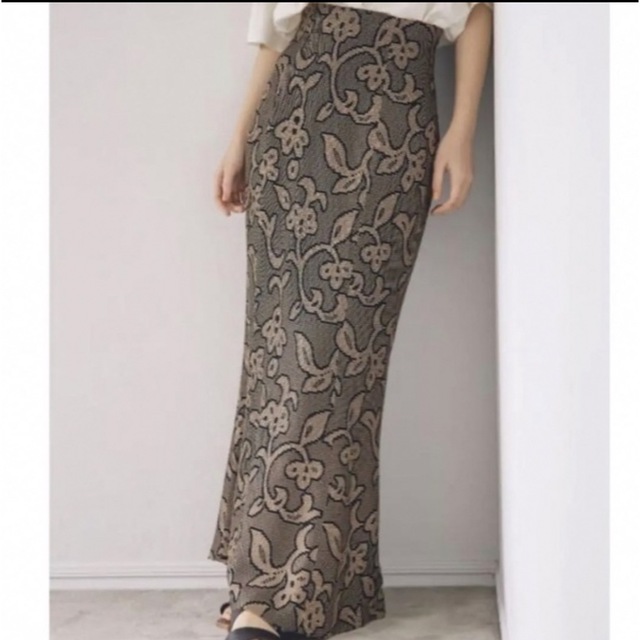 todayful Jacquard Leaf Pencilskirt