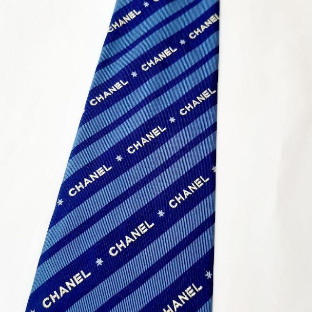 CHANEL - 未使用 シャネル 刺繍 ロゴ ネクタイ ストライプ ボーダー