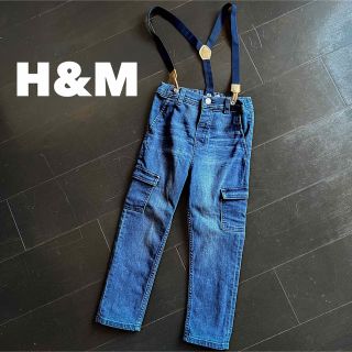 エイチアンドエム(H&M)のH&M【1回着用】105cm サスペンダー付き カーゴデニム(パンツ/スパッツ)