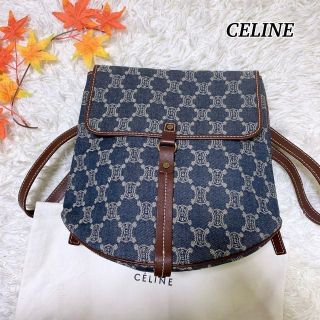 セリーヌ(celine)の【極美品】CELINE リュック　デニム　インディゴ　マカダム　総柄(リュック/バックパック)