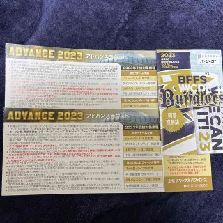 オリックスバファローズ(オリックス・バファローズ)のオリックスバファローズ  2023年アドバンス チケット  2枚(野球)