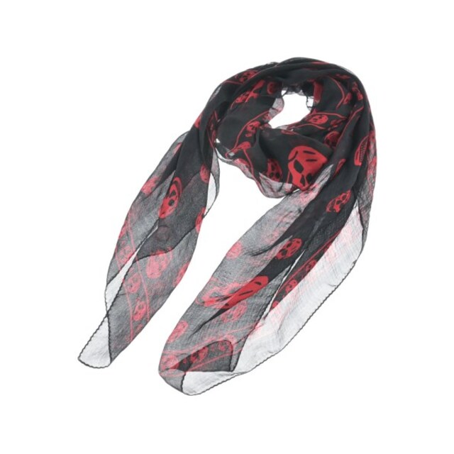 ALEXANDER MCQUEEN ストール - 黒x赤(総柄) 【古着】【中古】 新登場
