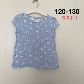 エイチアンドエム(H&M)の新品▪️H&M 花柄×ストライプ　半袖Tシャツ♡120 130(Tシャツ/カットソー)