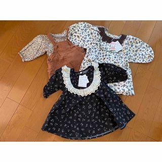 シマムラ(しまむら)のしまむらjuoワンピースチュニック80サイズ花柄ワンピース女の子新品タグ付き(ワンピース)