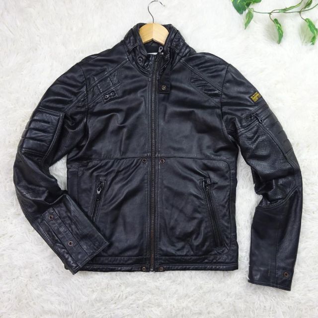 ジースター・ロゥ　MFD LEATHER JKT　シングルライダース　黒　M