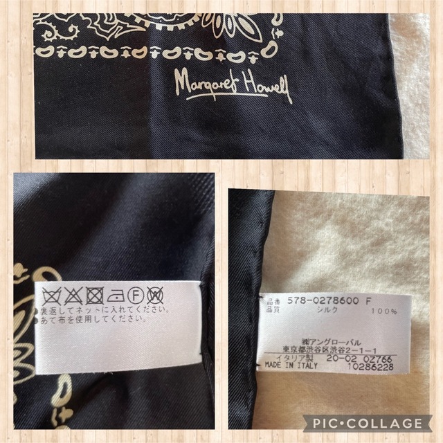 レディースMARGARET HOWELL シルク　ハンカチスカーフ　イタリア製　ペイズリー