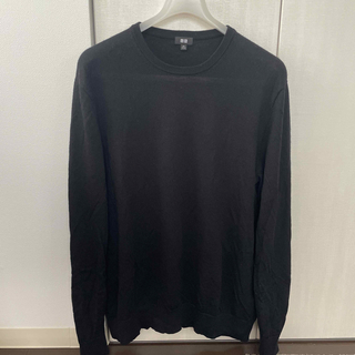 ユニクロ(UNIQLO)のユニクロ エクストラファインメリノクルーネックセーター（長袖） ブラック XXL(ニット/セーター)