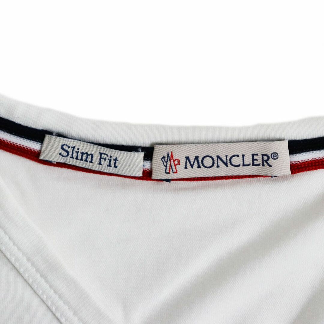 MONCLER モンクレール トリコロールTシャツ ロゴ Vネック ホワイト L