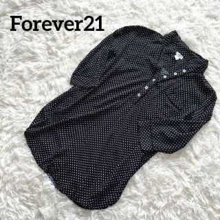 フォーエバートゥエンティーワン(FOREVER 21)のForever21 トップス　長袖　ブラウス　シャツ　ドット　水玉　S ブラック(シャツ/ブラウス(長袖/七分))