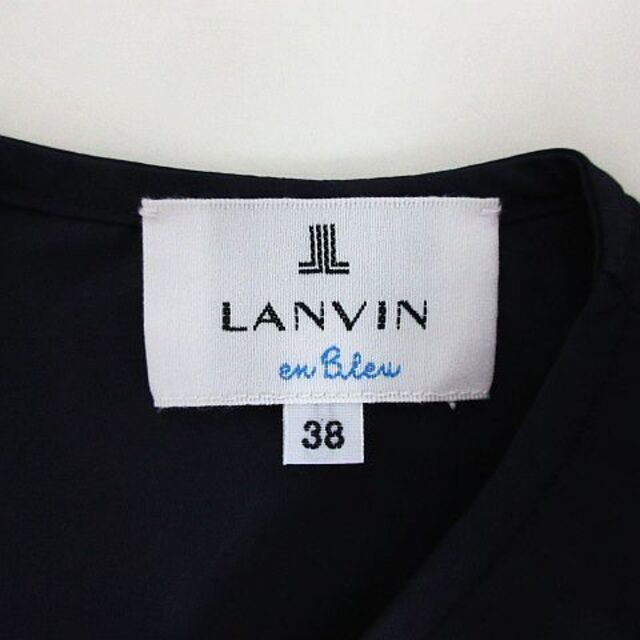 LANVIN en Bleu(ランバンオンブルー)のランバンオンブルー ブラウス ノースリーブ ノーカラー 38 ネイビー×ピンク レディースのトップス(シャツ/ブラウス(半袖/袖なし))の商品写真