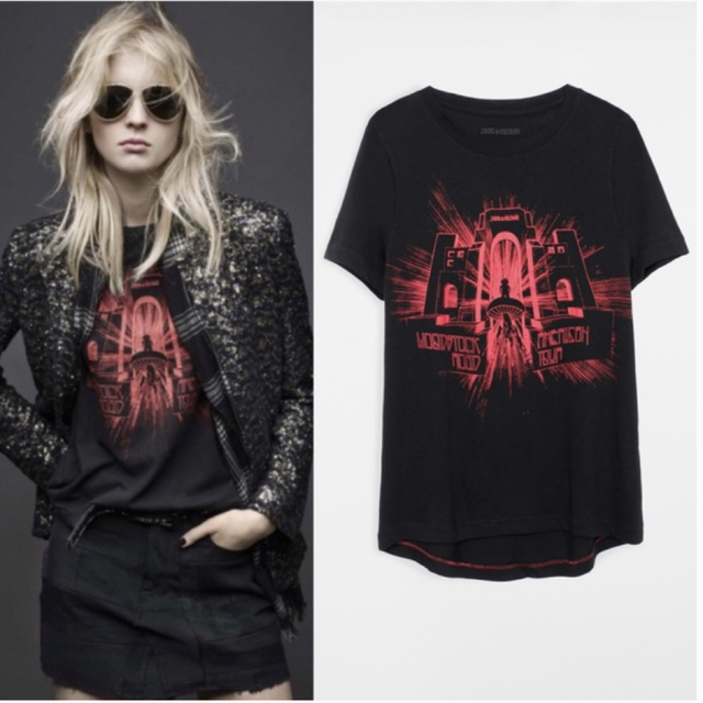 Zadig&Voltaire(ザディグエヴォルテール)のZADIG&VOLTAIRE 完売！RockプリントTシャツ　半袖カットソー レディースのトップス(カットソー(半袖/袖なし))の商品写真