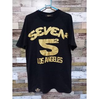 SEVEN2 Tシャツ　ブラック　ゴールド　L(Tシャツ/カットソー(半袖/袖なし))