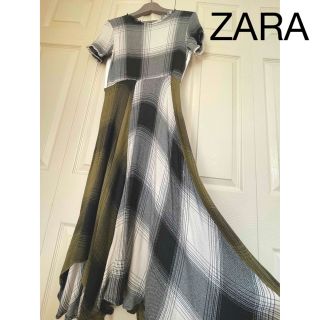 ザラ(ZARA)のZARAロングワンピース☆チェックフレアー(ロングワンピース/マキシワンピース)