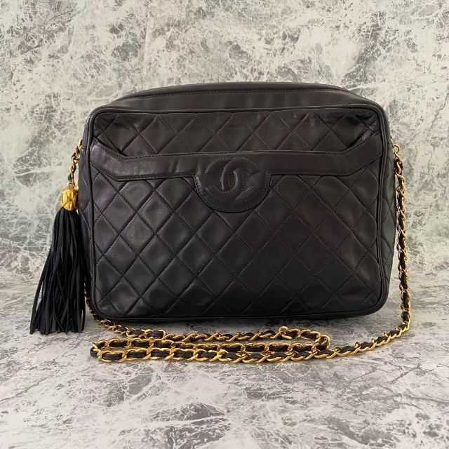 美品 CHANEL シャネル ラムスキン マトラッセ チェーン ショルダーバッグ