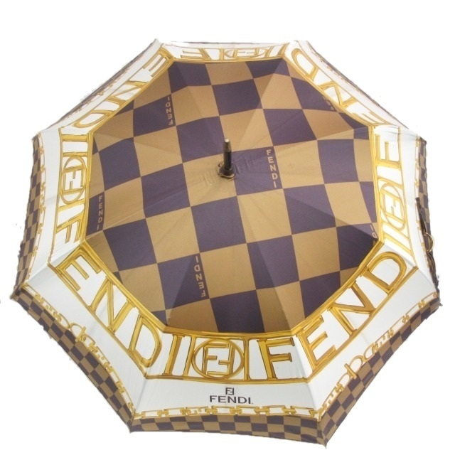 フェンディ ombrelli アンブレラ 傘 ロゴ チェーン チェック 同梱不可レディース
