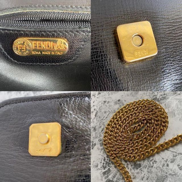 FENDI(フェンディ)の極美品 FENDI フェンディ ショルダーバッグ チェーン レザー ブラック レディースのバッグ(ショルダーバッグ)の商品写真