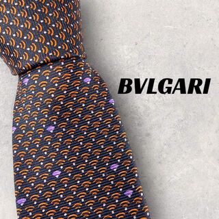 BVLGARI - 【4893】良品！ブルガリ ネクタイ パープル×オレンジ系 