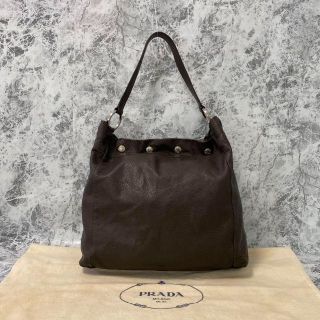 プラダ(PRADA)のPRADA プラダ レザー トートバッグ ハンドバッグ 三角ロゴ ブラウン(トートバッグ)