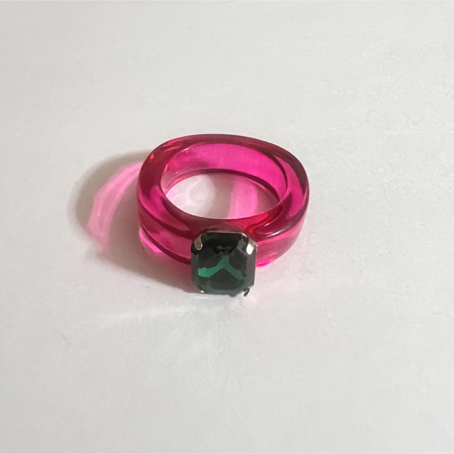 【2個セット】アクリルリング フォイリング クリア カラフル ポップ 韓国 指輪 レディースのアクセサリー(リング(指輪))の商品写真