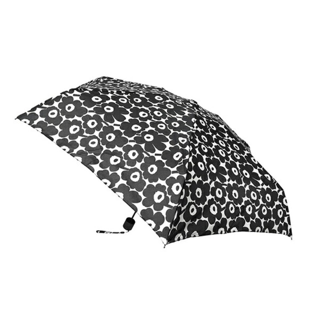 新品 マリメッコ Marimekko 傘 ミニ マニュアル ナノ ウニッコ 折りたたみ傘 ブラック/ホワイト約H165×W45×D4傘直径